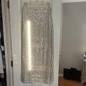 Z Supply Silver Sequin Pencil Skirt